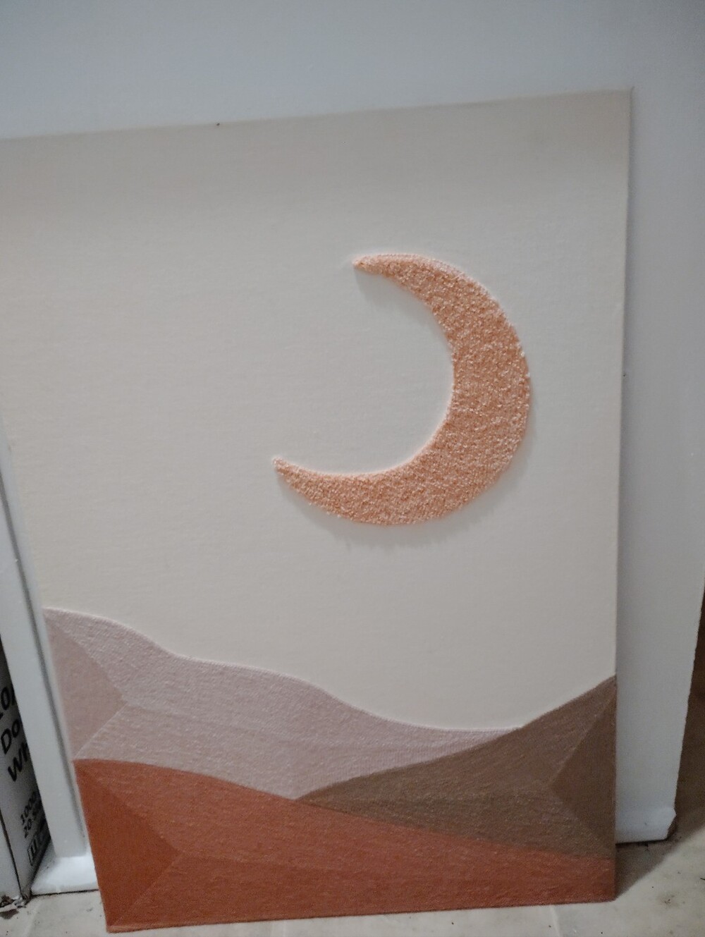 Textured Pink Crescent Moon Wall Art Painting